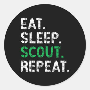 Pegatina Redonda Comer Dormir Scout Repetir Divertido Scout Para Mu