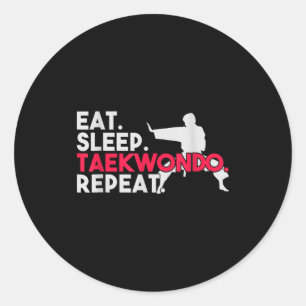 Pegatina Redonda Comer Dormir Taekwondo Repetir Taekwondo