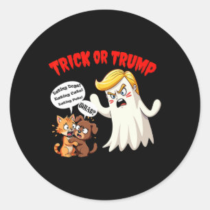 Pegatina Redonda Comer El Truco De Perros O Trump Gracioso Trump 20