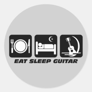 Pegatina Redonda Comer guitarra del sueño