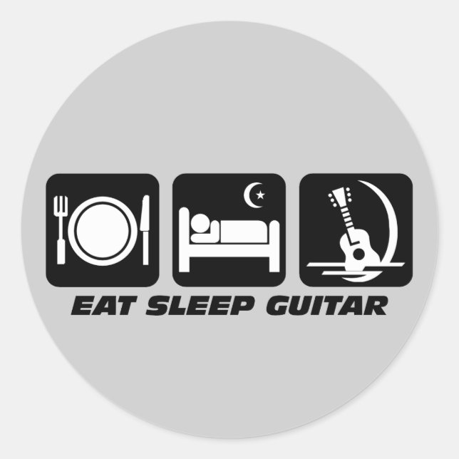 Pegatina Redonda Comer guitarra del sueño (Anverso)