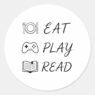 Pegatina Redonda comer jugar leer svg