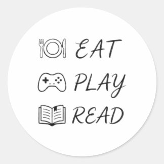 Pegatina Redonda comer jugar leer svg