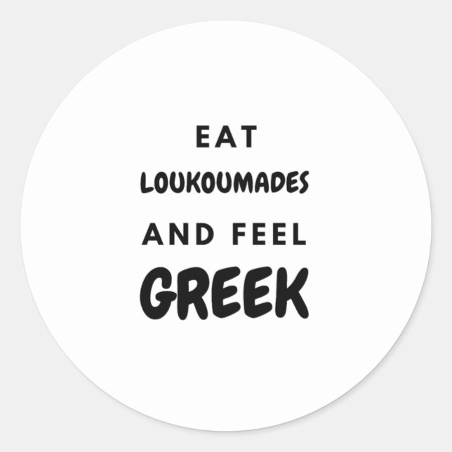 Pegatina Redonda Comer Loukoumades y sentir regalos griegos Ronda c (Anverso)