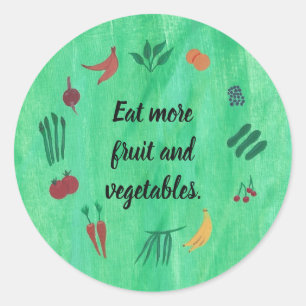Pegatina Redonda Comer más frutas y verduras, pegatinas: