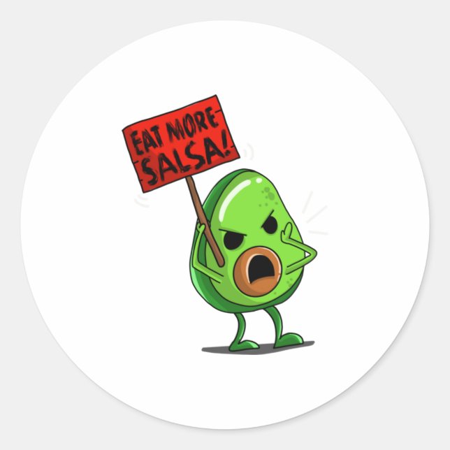 Pegatina Redonda Comer más salsa vegan aguacate lindo guacamole (Anverso)