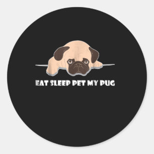 Pegatina Redonda Comer Mascota de sueño My Pug