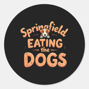 Pegatina Redonda Comer Perros En Las Elecciones De Springfield