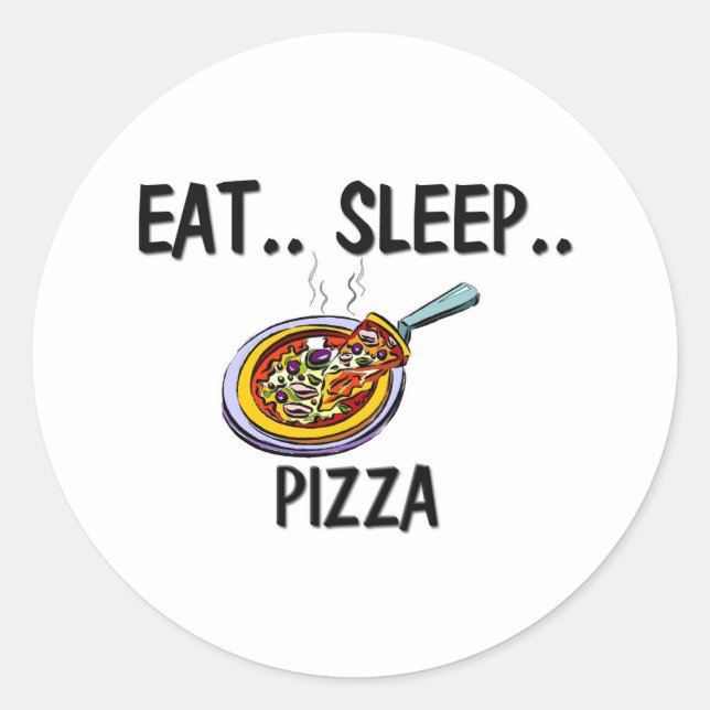 Pegatina Redonda Comer PIZZA de sueño (Anverso)