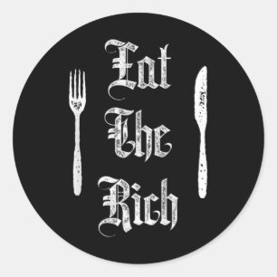 Pegatina Redonda Comer rico y divertida revolución anarquista contr