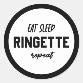 Pegatina Redonda Comer Ringette Sleep Repetir Ringette Player Regal