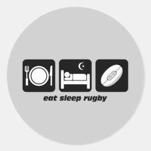Pegatina Redonda comer rugby de sueño