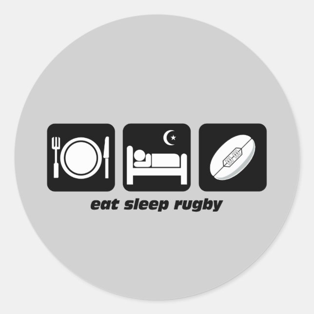 Pegatina Redonda comer rugby de sueño (Anverso)