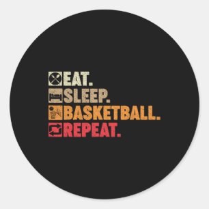 Pegatina Redonda Comer Sleep Basketball Repetir Chica Baloncesto Pl