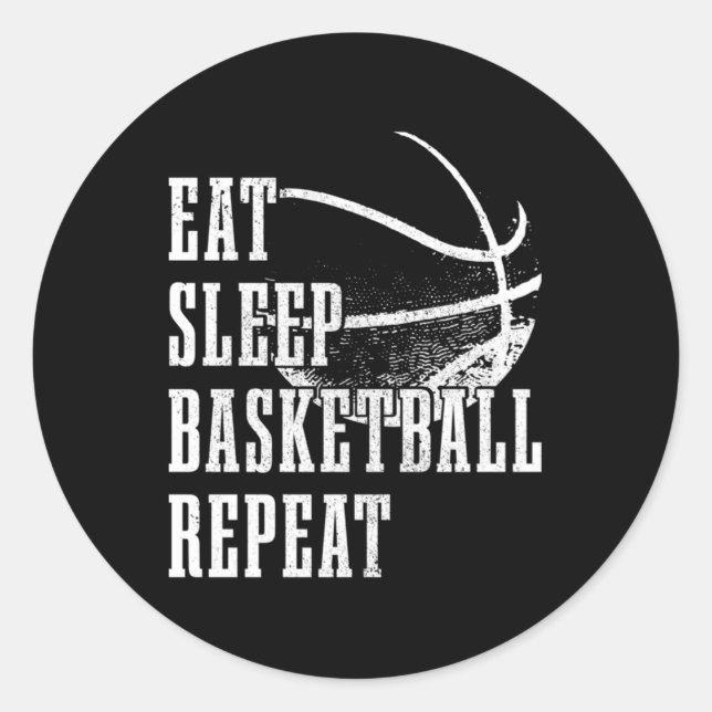 Pegatina Redonda Comer Sleep Basketball Repetir jugador de balonces (Anverso)