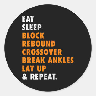 Pegatina Redonda Comer Sleep Basketball Repetir regalo divertido pa