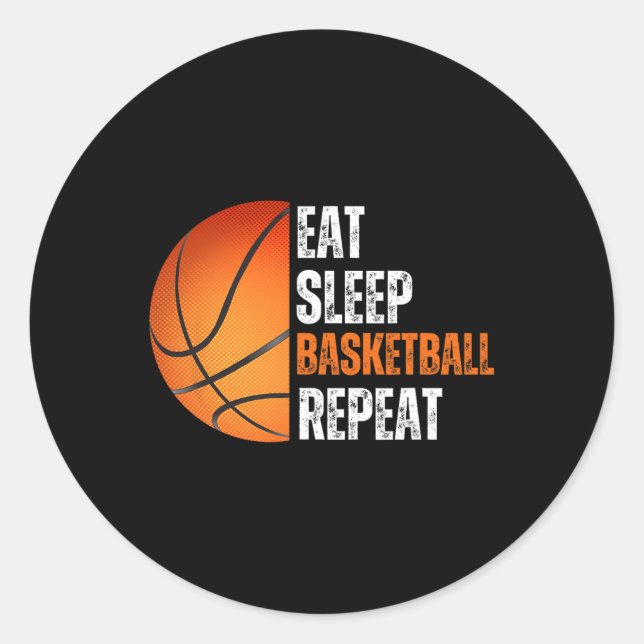 Pegatina Redonda Comer Sleep Basketball Repetir Regalo Para Fa De B (Anverso)