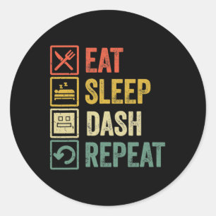 Pegatina Redonda Comer Sleep Dash Repetir videojuego Geometría Vide
