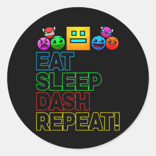 Pegatina Redonda Comer Sleep Dash Repetir videojuego Geometría Vide