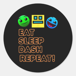 Pegatina Redonda Comer Sleep Dash Repetir videojuego Geometría Vide