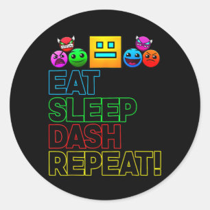 Pegatina Redonda Comer Sleep Dash Repetir videojuego Geometría Vide