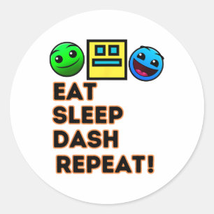 Pegatina Redonda Comer Sleep Dash Repetir videojuego Geometría Vide