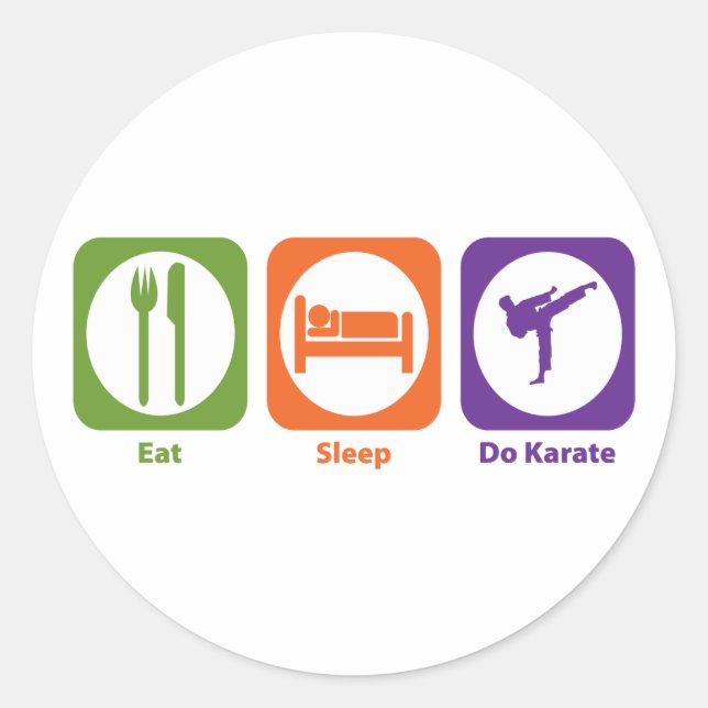 Pegatina Redonda Comer Sleep Do Karate (Anverso)