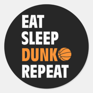 Pegatina Redonda Comer Sleep Dunk Repetir Fun Baloncesto Bball
