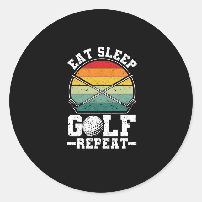 Pegatina Redonda Comer Sleep Golf Repetir Jugador Golfer Funny (Anverso)
