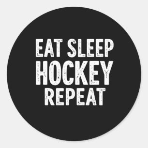 Pegatina Redonda Comer Sleep Hockey Repetir Festividad Deportes de 