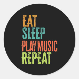 Pegatina Redonda Comer Sleep Play Música Repetir Hip Hop Dance