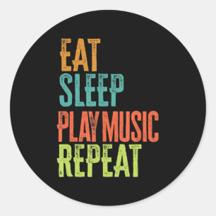 Pegatina Redonda Comer Sleep Play Música Repetir Hip Hop Dance