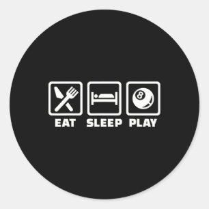 Pegatina Redonda Comer Sleep Play Pool Billiards