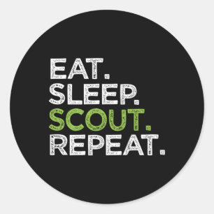 Pegatina Redonda Comer Sleep Scout Repetir Cub Amo Scouader