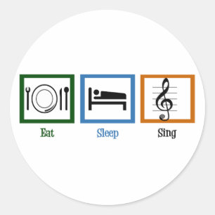 Pegatina Redonda Comer Sleep Sing
