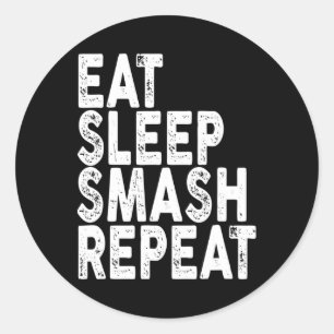 Pegatina Redonda Comer Sleep Smash Repetir Tee Badminton