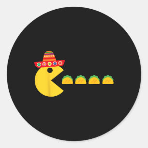 Pegatina Redonda Comer tacos Fiesta Cinco De Mayo Mexicano