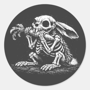 Pegatina Redonda Comer Verduras – Conejo Muerto por BurnsInHell