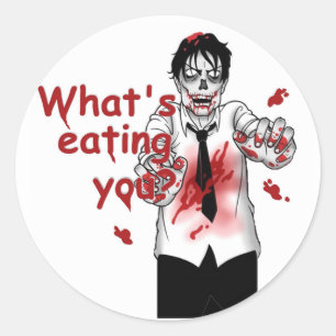 Pegatina Redonda Comer zombis