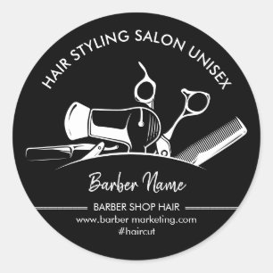Pegatina Redonda Comercialización de Barber Hair Stylist