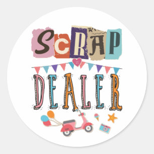 Pegatina Redonda Comerciante de chatarra divertido scrapbooking