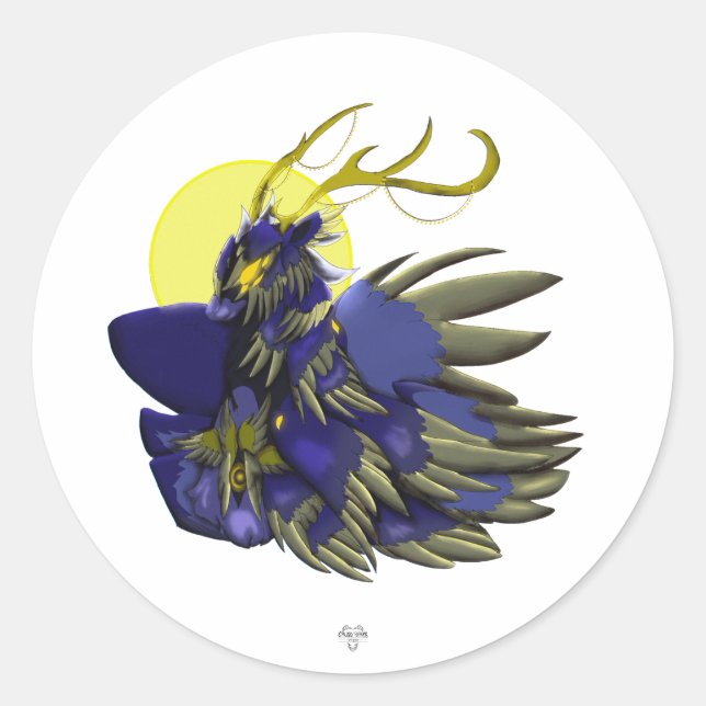 Pegatina Redonda Comet Dark Fantasy Reindeer Collection Stickers  (Anverso)