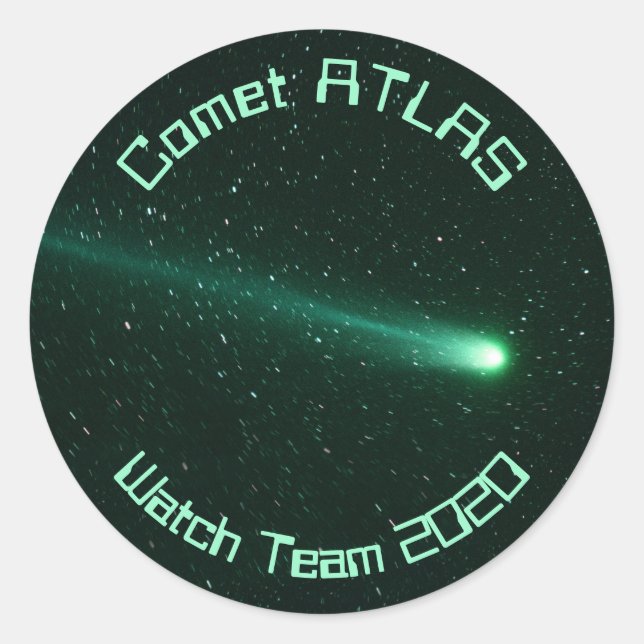 Pegatina Redonda Cometa ATLAS Watch Team 2020 (Anverso)