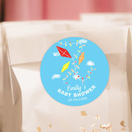 Pegatina Redonda Cometas en Baby Shower de Sky Blue Boy
