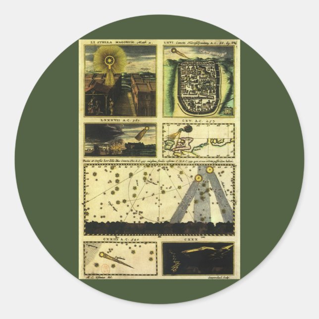 Pegatina Redonda Cometas teatros de Stanislaw Lubieniecki (Anverso)