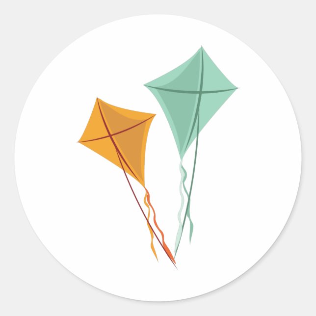 Pegatina Redonda Cometas voladoras (Anverso)