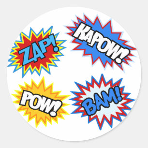 Pegatina Redonda ¡Comic Book Pow! Explosiones