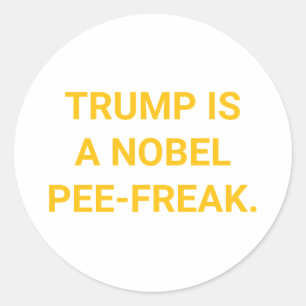 Pegatina Redonda COMIC DE TRUMP NOBEL PEE-FREAK Hankamer Artjunkhau
