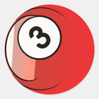 Pegatina Redonda Comic Style Número 3 Billiards Ball