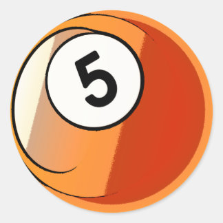 Pegatina Redonda Comic Style número 5 Billiards Ball